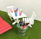 1 12 Miniature Patio Furniture Lot White Table 2 Chairs Lounge Drinks 11pc