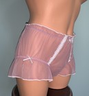 New Sheer Chiffon Ruffled Panties  L  7 Satin Bows Girly Romantic Panty Babydoll