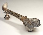 Nice  C 1900 Indian India Silver Sitar With Peacock Spice Masala Box 