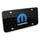 Mopar 3d Logo On Logo Pattern Black Aluminum License Plate