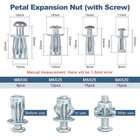 48pcs Jack Nuts Petal Nuts M4 M5 M6 M8 Expansion Screw Petal Nut Thins   