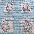 Vtg Baby Blue Quilt Embroidered Animals Crib Blanket Bedding 36    Square  read