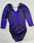 Gk Elite Leotard Gymnastics Competition Bling Rhinestones Black Purple Leo Sz Cl