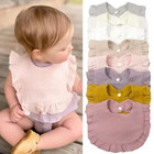 Korean Style Baby Feeding Drool Bib Ruffle Floral Infants Saliva Towel Soft Cott