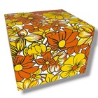 Vintage 70s Mcm Metal Recipe Box Holder W Recipe Tabs Flower Power 6 6   x6   x4 75   