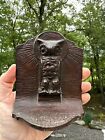 Pair 1920   s Art Deco Vtg Bronze Finish Cast Iron Owl Bookends