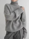 Woollen Knitted Turtleneck Long Sleeves Sweater Womens Loose Thicken Warm Tops