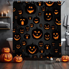 Halloween Pumpkin Shower Curtain Evil Pumpkin Shower Curtain Black Fall Shower C
