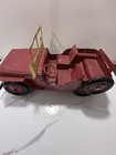 Vintage 1950s Marx Willys Jeep Pressed Steel Toy Red Yellow Original Paint Usa