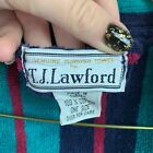 Vintage 90s T j  Lawford Turkish Towel Teal Blue Red Striped Mens Robe One Size