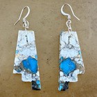 Santo Domingo Pueblo Turquoise Slab Dangle Earrings Native American Jewelry