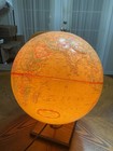 Vtg 12  Replogle Lighted World Nation Globe Table Top Wood Stand 1970 s      A1
