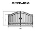12x8 Ft Heavy Duty Steel Dual Swing Driveway Gate  Powder Coated basic Style