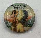 Vtg Portland Oregon Native American Souvenir Pinback Button Travel Badge 1 25 