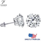 14k Solid Gold Round Solitaire Cubic Zirconia Men Women Ear Stud Earring 2mm-8mm