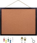 Black Cork Board Bulletin Board  14 6 x 11  Cork Board  Oak Wood Finish Frame 