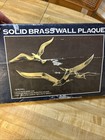 Vtg Solid Brass Flying Bird Seagull Wall Hanging Plaque Mid Mcm In Orig  Box Lot