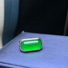  Natural  Icy  Green Jade Jadeite Vintage  Men Adjustable Size Ring