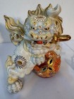 Japanese Kutani Ware Shishi  foo Dog  With Sword In Mouth