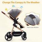 Convertible Baby Stroller 2 In 1 Foldable Pushchair W adjustable Canopy Gray