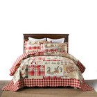 3 Pcs Cozy Cabin Christmas Quilt Set     Festive Bedspread With Rustic Lodge Charm