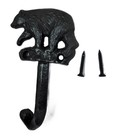 Lot 2 Black Bear Roaming Coat Key Hooks Rustic Cast Iron Cabin Wall Decor