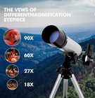 Telescope 50mm Aperture 90x Astronomical Refractor 360mm Focal Portable Tripod