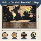 Landmass Scratch Off World Map  Deluxe Travel Tracker 24x17  Black Map  New Open