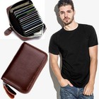 Women Men Rfid Blocking Credit Card Holder Real Leather Zip Around Small Wallet