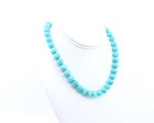 Rare Kingman Turquoise Necklace   10mm Round Aqua Blue Beads Green Highlights