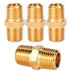 4 Pcs Solid Brass Pipe Fitting  Hex Nipple  1 4  X 1 4  Npt Male Pipe Adapter 