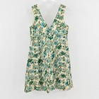 True Vintage 1960s Dress Size M Green Floral Metallic Sleeveless Party Cocktail