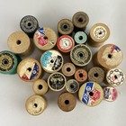 Vintage Wooden Sewing Thread Spools Lot Of 24 Empty Various Sizes