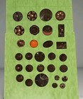 29 Gorgeous Vintage Czech Glass Buttons Dark Brown W  Orange Bronze Gold Accents