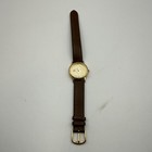 Vintage Lorus Leather Strap Gold Face Disney Mickey Mouse Quartz Watch V811-1400