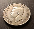 1947 Curved 7 Canada 50 Cents George Vi Silver Half Dollar Coin Fifty Cent