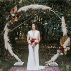 Circle Wedding Arch Moon Gate Flower Balloons Frame Free Standing Party Backdrop