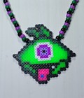 Handmade Alien Kandi Necklace   Perler Alien   Pony Bead Chain   Rave Kandi     