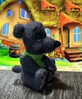 Mini Needle Felted Gray Teddy Bear With Green Shirt