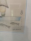 Original  Inuit Eskimo Art Etching Drawing Scene Custom Framed