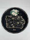 Vintage State Of Iowa Souvenir Black Metal Tray