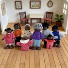 Family Of 7 Poseable Wooden Doll Figurines For Toy Dollhouse People Dolls