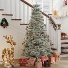4 5-9ft Pre-lit Snow Flocked Artificial Christmas Tree Spruce Xmas Tree W lights