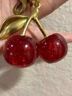 Coach Cherry Bag Charm Keychain Glitter Resin And Metal Brass Red Apple
