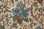 Antique Fabric French Circa 1870 Blue Floral Rococo Prussian Printed Material