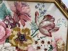 Vintage Floral Fabric Print Framed Wall Art Octagonal Gilt Frame Cottagecore