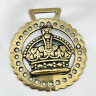 Brass Horse Medallion Antique English Victorian Crown Royal Bold 3d Show Harness