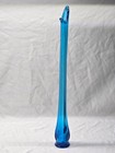 Le Smith Mcm Art Glass 19  Peacock Blue 6 Panel Ribbed Simplicity Swung Vase