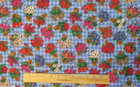 Vintage Fabric Cranston Print Works Blue W summer Flowers Cotton Craft 2 Yards