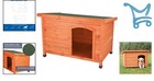 Large Outdoor Dog House Weatherproof Wooden Shelter Elevated Floor Brown 45x32
